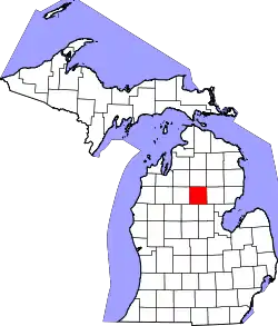 Karte von Roscommon County innerhalb von Michigan