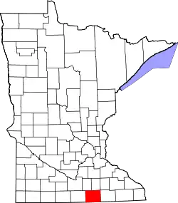 Karte von Freeborn County innerhalb von Minnesota