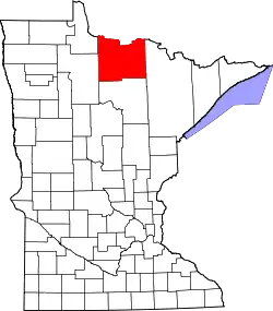 Karte von Koochiching County innerhalb von Minnesota