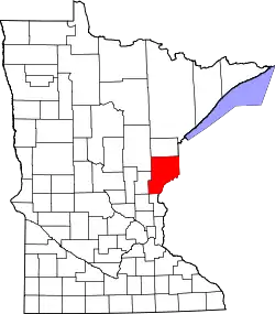 Karte von Pine County innerhalb von Minnesota