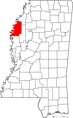 Karte von Bolivar County innerhalb von Mississippi