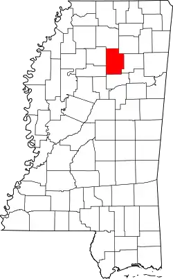 Karte von Calhoun County innerhalb von Mississippi