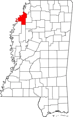 Karte von Coahoma County innerhalb von Mississippi