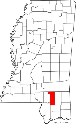 Karte von Forrest County innerhalb von Mississippi