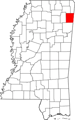Karte von Itawamba County innerhalb von Mississippi