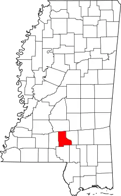 Karte von Jefferson Davis County innerhalb von Mississippi