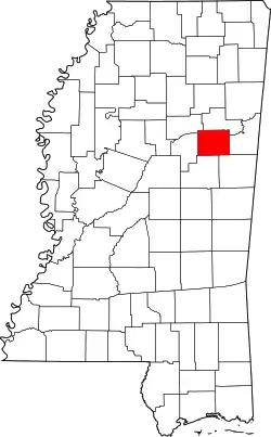 Karte von Oktibbeha County innerhalb von Mississippi