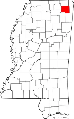 Karte von Prentiss County innerhalb von Mississippi