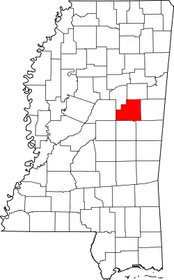 Karte von Winston County innerhalb von Mississippi
