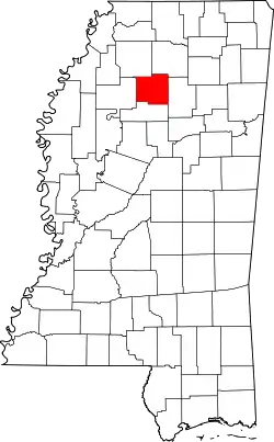 Karte von Yalobusha County innerhalb von Mississippi