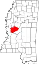 Karte von Yazoo County innerhalb von Mississippi