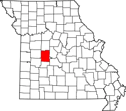 Karte von Benton County innerhalb von Missouri