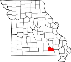 Karte von Carter County innerhalb von Missouri