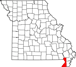 Karte von Dunklin County innerhalb von Missouri