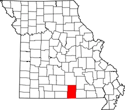 Karte von Howell County innerhalb von Missouri