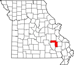 Karte von Iron County innerhalb von Missouri