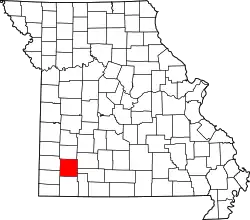 Karte von Lawrence County innerhalb von Missouri