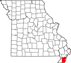 Karte von Pemiscot County innerhalb von Missouri