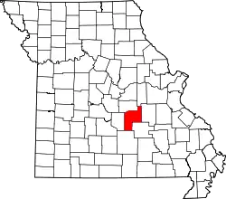 Karte von Phelps County innerhalb von Missouri