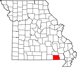 Karte von Ripley County innerhalb von Missouri