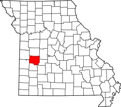Karte von Saint Clair County innerhalb von Missouri