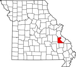 Karte von Saint Francois County innerhalb von Missouri