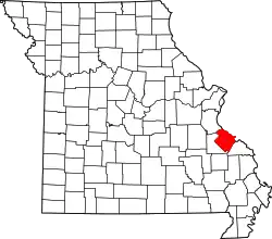 Karte von Sainte Genevieve County innerhalb von Missouri