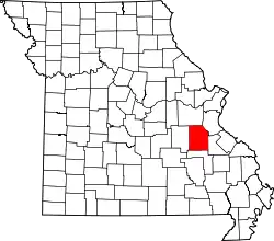 Karte von Washington County innerhalb von Missouri