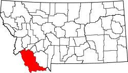 Karte von Beaverhead County innerhalb von Montana