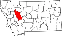 Karte von Lewis and Clark County innerhalb von Montana