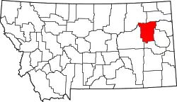 Karte von McCone County innerhalb von Montana