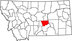Karte von Musselshell County innerhalb von Montana