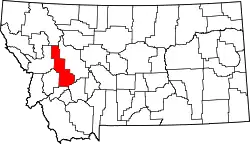 Karte von Powell County innerhalb von Montana