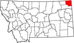 Karte von Sheridan County innerhalb von Montana