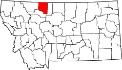 Karte von Toole County innerhalb von Montana