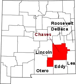 Karte von Chaves County innerhalb von New Mexico