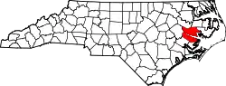 Karte von Beaufort County innerhalb von North Carolina