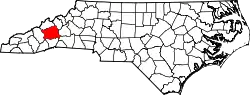 Karte von Buncombe County innerhalb von North Carolina