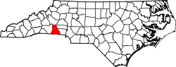 Karte von Cleveland County innerhalb von North Carolina