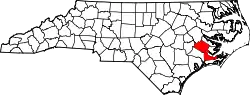Karte von Craven County innerhalb von North Carolina