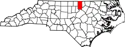 Karte von Granville County innerhalb von North Carolina