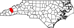 Karte von Haywood County innerhalb von North Carolina