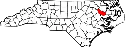 Karte von Martin County innerhalb von North Carolina