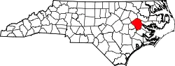 Karte von Pitt County innerhalb von North Carolina