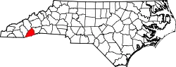Karte von Transylvania County innerhalb von North Carolina