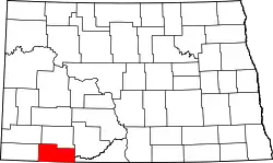 Karte von Adams County innerhalb von North Dakota