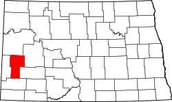 Karte von Billings County innerhalb von North Dakota
