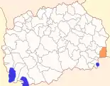 Karte von Nordmazedonien, Position von Opština Novo Selo hervorgehoben