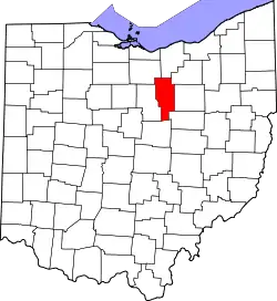 Karte von Ashland County innerhalb von Ohio