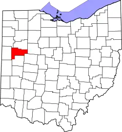 Karte von Auglaize County innerhalb von Ohio